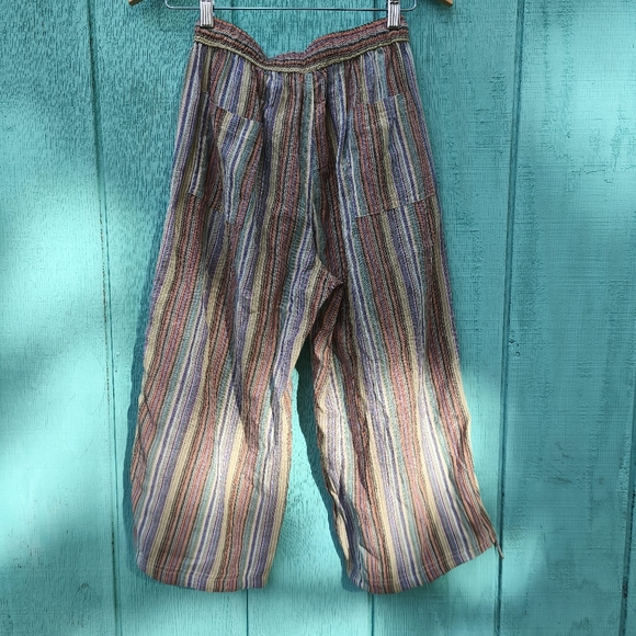 Ganesh Himmal Trading Co 100% Cotton Wide Leg Hand Woven Pants sz XS/S Multi - Picture 4 of 9